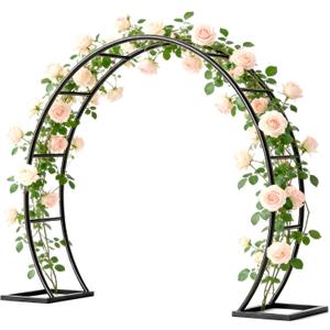 Round Garden Arch Trellis for Climbing Plants Outdoor, Metal Garden Arbor, Decorative Arch Frame for Garden, Events & Parties, Suitable for Backdrop and Balloon Decorations (Round)