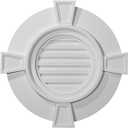 Ekena Millwork 24"W x 24"H x 1 1/8"P, Round Gable Vent with Keystones, Functional