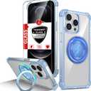 for iPhone 12 Pro Max Case Magnetic Compatible with MagSafe Wireless Charging,with 2 Screen Protectors,Built-in Kickstand Ring,Military Grade Drop Heavy Duty Protection Shockproof Phone Blue