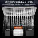 XXL 12.2" Rain Shower Head with Handheld Spray Combo, High Pressure Rainfall Shower Head, Height Adjustable Dual Shower Head, Luxury Waterfall Showerhead Bathroom
