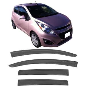 Window Visors Compatible with 2013-2015 Chevy Spark, Hatchback 4Dr Slim line Tape On- Smoke Tint Acrylic by IKON MOTORSPORTS, 2014