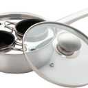 Excelsteel 18/10 Stainless Steel 2 Cup Egg Poacher, Non Stick Easy Use Kitchenware Rust Resistant Stove Top Breakfast Brunch Cooking Pan