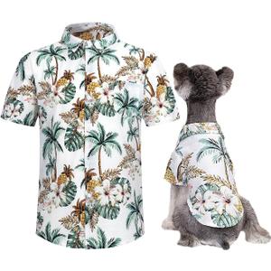 Hawaii Dog Shirt, Pet Summer T-Shirts Dog Style Floral Breathable Cool Clothes Hawaiian Shirts for Small Dogs and Cats Owner and Pet Shirts are Sold Separately, XL - For Pets, White