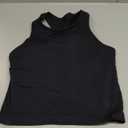 ATTRACO Women Ribbed Workout Crop Tops with Built in Bra Yoga Racerback Tank Top Tight Fit (6, Black) Medium