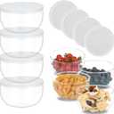 11oz Small Cute Glass Dessert Bowls/Cups with Lid, Glass Bowl for Dessert Snack Rice Side Dishes, Dip Bowl, Perfect for Dessert, Ice Cream, Fruit, Salad, Snack, Condiment, Trifle, Set of 4