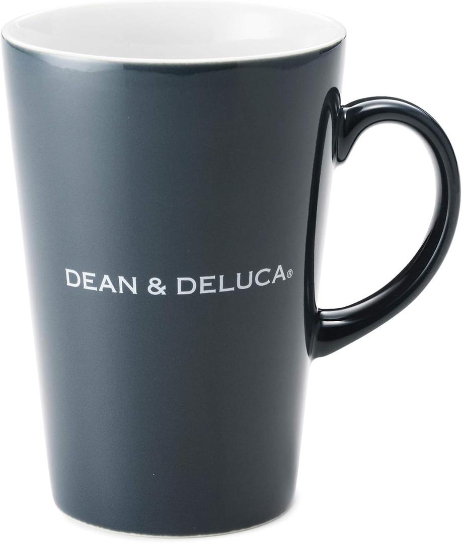 Dean and Deluca Latte Mug Medium Grey 370ml Mug Microwave Safe Dishwasher Safe Flatware Coffee 13.5 x 9.7 x 7.5cm (12.5 Ounces, Gray)