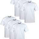 Pro Club Men's 6-Pack Heavyweight Cotton Short Sleeve Crew Neck T-Shirt (White, L)
