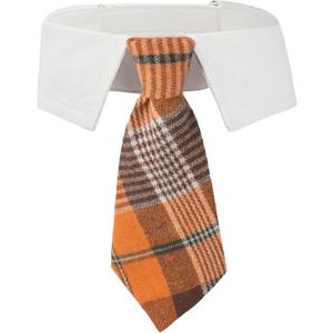 ADOGGYGO Fall Dog Necktie Pet Tuxedo Halloween Thanksgiving Dog Neck Tie Collar with Orange Plaid Tie for Large Dogs Pets (Large, Orange)