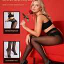 MERYLURE 20D Sheer Black Tights for Women, T-Crotch Ultra Thin Pantyhose High Waist Stockings Reinforced Toes 2 Pairs (Black, L)