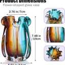 Hand Blown Glass Vase, Murano-Style Colorful Art Glass Centerpiece, Heavy Large Wide Mouth Ruffle Rim, Teal Turquoise and Amber, and Wedding Decorations Living Room Decor (7.48in)