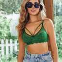 Avidlove Bralettes for Women Underwire Lace Floral Crossover Bra T-Shirt Everyday Bra Lingerie (Green, S)