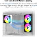 MONTECH XR-B, ATX Mid-Tower PC Gaming Case, 3x120mm ARGB PWM Fans Pre-Installed, Full-View Dual Tempered Glass Panel, Wood-Grain Design I/O Interface, 4090 GPUs, 360mm Radiator Support, Black