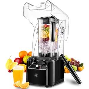Commercial Blender for Smoothies 2200W, 80 Oz, 15 Speeds, 6-leaf Stainless Steel Blade, Heavy-Duty Commercial Blender for Restaurant, Smoothies, Ice Crush, Shakes, Self-Cleaning, Black