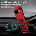 for Google Pixel 9 Pro XL Case with Camera Lens Cover, HD Screen Protector, 10 FT Military Grade Drop Protection, Magnetic Ring Holder Kickstand Protective Phone Case, Red