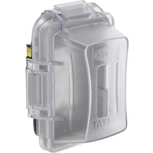 TayMac MG420CS Nonmetallic Extra Duty Complete in-Use Cover 15 Amp WRTR Self Test GFCI Kit, 1-Gang, Clear/Gray