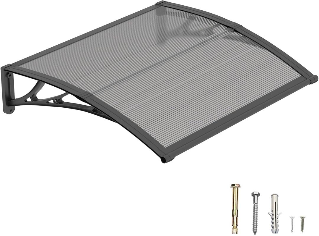 Awning for Door Entrance, 40x48 Inch Awnings for Patio, Durable Polycarbonate Window Awnings Exterior, UV Rain Snow Protection Canopy for House, Porch, Patio, Deck
