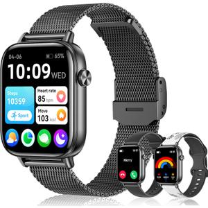 Smart Watch for Men Women (Answer/Make Calls) 1.83" HD 3 Bands Smartwatch Compatible Android iPhone Phones with Fitness Step Tracker/Heart Rate/Sleep Monitor, 120+ Sports Modes IP68 Waterproof, Black