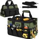 UUP Heavy Duty Tool Bag 15-Inch, 16-Pocket Portable Empty Tool Box Organizer, Big Storage Toolbox Organization, Soft Handle Large Zipper Carrying Toolbag, Father Day Gifts for Him Dad Men, Green