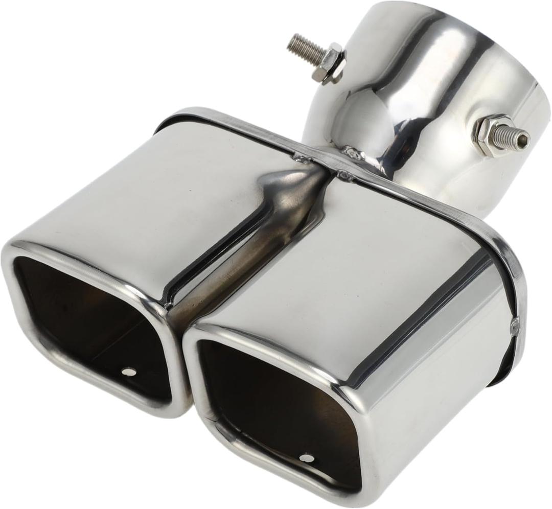 1 Pc Square Curved Slant Cut Dual Exhaust Tip for Toyota Land Cruiser Prado GDJ/TRJ150 Series 3.0" Inlet 7.1" Length Stainless Steel Silver Tone Rear
