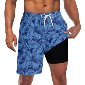 UNICOMIDEA Men Swim Trunks with Compression Liner 9 Inch Long Board Shorts (Blue, XXXL)
