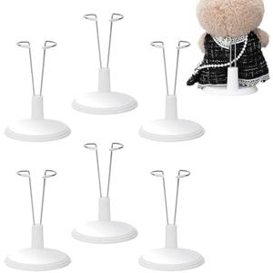 6 Pack Adjustable Doll Stand Compatible with Labubu 6.8 Inch Dolls, Stand Holder Compatible with Labubu Accessories, White Plastic Support Holder (Not Include Dolls)