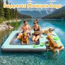Inflatable Floating Dock with Dog Ramp, Large Floating Island Platform for Adults and Pets, Mesh Water Hammock with Non-Slip Steps, Heavy-Duty Floating Dock for Lake, Pool, River and Ocean