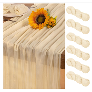 Beige Cheesecloth Table Runner,  120×60"