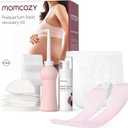 Momcozy Postpartum Recovery Essentials Kit, Labor Delivery Mom Care Kit, Self-Absorbent Disposable Underwear Nipple Nursing Pads Upside Down Peri Bottle Cold Pads Cooling Foam Canvas Bag Set (Red)