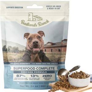 BADLANDS RANCH by Katherine Heigl Superfood Complete Air-Dried Chicken Dog Food High Protein with Superfoods for Daily Wellness & Consistent Nutrition 24 oz (EXP 11/19/27)
