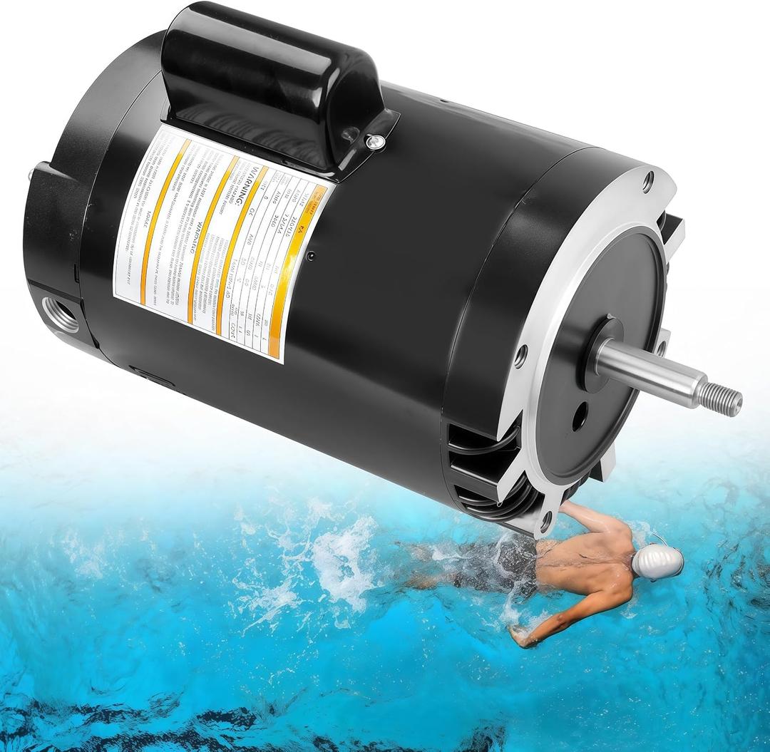 B128 C-Face Pool Pump Motor, M56J Frame,1 HP, 3450 RPM,115/230V,1.4 SF,Full Rated Single Speed, Replacement for A.O. Smith, Hayward, Pentair, Sta-Rite In and Above Ground Pools & Water Pumps
