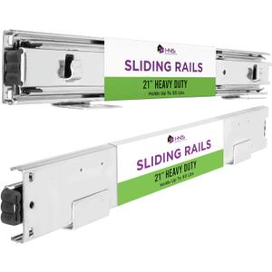 HOLDN STORAGE Sliding Rails - Pair of Heavy Duty Drawer Rails. 21 Inch Full Extension Pull Out Tracks Replacement with Smooth Sliding System and Chrome Finished