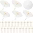 SAYAYA 50 Pack 23.6 Inch Small White Paper Umbrellas Chinese Japanese Parasol Paper Decorative Umbrellas DIY Oiled Painting Parasol for Weddings Bridal Showers Crafts Photography Party Decor