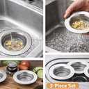 Sink Strainer Basket (3 Pack) 304 Stainless Steel Kitchen Drain Strainer, Anti-Clog Sink Drain Catcher, Rustproof, Fits 4.4 Standard Sink
