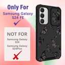 Funermei for Samsung Galaxy S24 FE Case - Women Girls Cute Phone Cover Girly Pretty Aesthetic Black Butterfly Unique Design with Camera Cover Ring Stand Funda for Samsung S24 FE Case