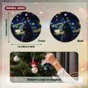 Black Cat Christmas Ornaments,Christmas Cat Gifts for Cats Mom Women,Starry Night Ceramic Hanging Ornaments