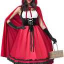 Spooktacular Creations Women Little Red Riding Hood Costume, Halloween Hooded Cloak Adult Cape Dress for Fairy Cosplay Party XL