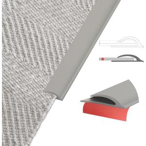 Flexible Carpet Edge Trim – Self-Adhesive Waterproof Cuttable Safety Edging for Thick Rugs &Mats, Peel & Stick Floor Transition Strip, for High-Traffic Areas (Fits Thin Carpets Up to 8mm, Grey-20Ft)