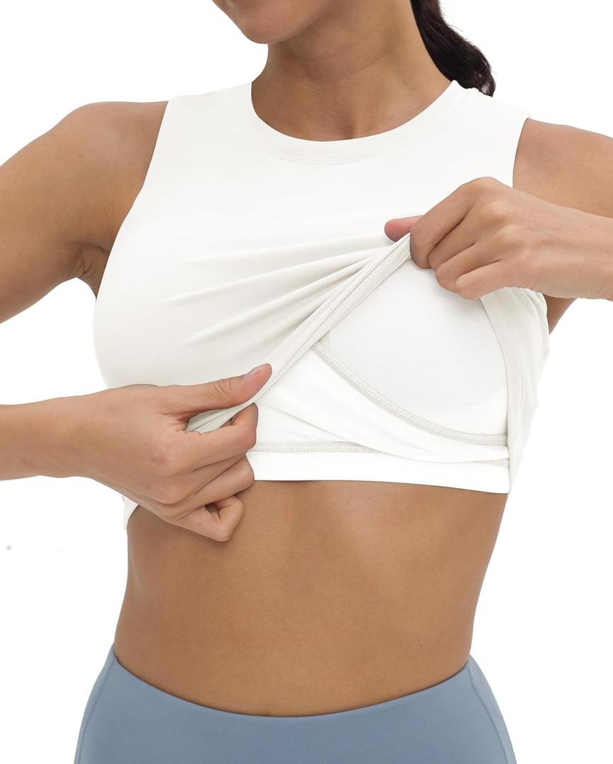 V VOCNI Nursing Tank Tops for Breastfeeding Crew Neck Sleeveless Maternity Tank Tops Sports Bras Workout Pregnancy Crop Tops