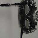 Womens Masquerade Mask with Stick, Handheld Mardi Gras Mask,Venetian Party Mask, Blac