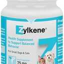 Vetoquinol Zylkene Calming Support Supplement for Small Dogs and Cats, Helps Promote Relaxation and Reduce External Stress Factors, Daily Behavioral Support and Anxiety Relief for Dogs and Cats, 75mg, Pack of 12, exp 03/2028