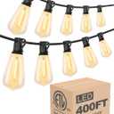 Lightdot 400FT Outdoor String Lights, LED Bistro String Lights with Shatterproof ST38 Bulbs, 2200K Dimmable, Waterproof Hanging Lights for Porch, Party, Garden, Backyard, Balcony - ETL Listed
