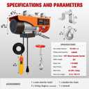 440Lbs Electric Hoist with Remote Control,510W Electric Winch with Zinc-Plated Steel Wire Hoist for Garage, Warehouses, Factories 39.4ft Lifting Height with Emergency Stop Switch