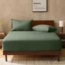 GOKOTTA 100% Bamboo Rayon Fitted Sheet King Size with Pillow Cases, 300 TC Super Soft Breathable Cooling Fitted Sheet King with 4 Elastic Corner Straps - 16" Pocket King Bed Bottom Sheet Set