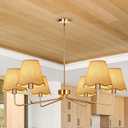 39" Boho Rattan Chandelier 6-Lights Boho Dining Room Light Fixture Vintage Rustic Industrial Pendant Light, Large Adjustable Chandelier Ceiling Lighting for Kitchen Island Living Room Bedroom