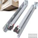 Undermount Drawer Slides 18 Inch 1 Pair, Soft Close Full Extension Drawer Slides Bottom Mount with Rear Mounting Bracket and Locking Devices, Hidden Under Mount Tracks 100lb Load Capacity