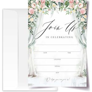 Join Us In Celebrating - Invitation Cards with Envelopes Pack of 20 (4"x6") - Floral Invitations for Baby Shower, Wedding, Bridal Shower, Baptism, etc.(144)