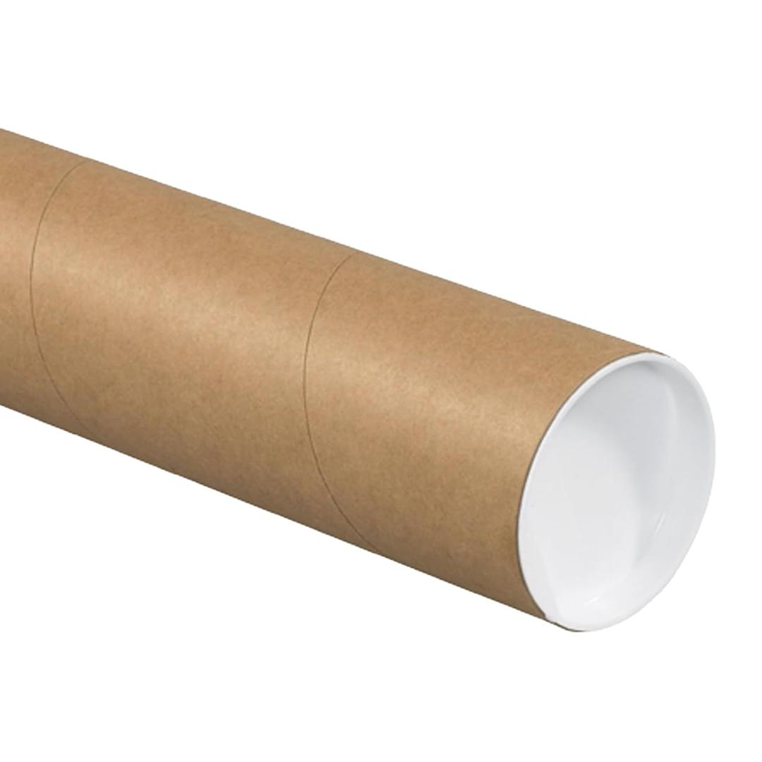 AVIDITI Cardboard Tubes with Caps, 24"L x 3"W x 3"H, Pack of 24 | Poster Tube for Mailing and Storage of Blueprints, Artwork, Crafts, Long Art Holder, 24 inches