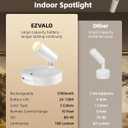 EZVALO Spot Lights Indoor, 5500mAh Rechargeable Picture Lights with Remote, Wireless Mini Art Accent Spotlights with Timer & Dimmable, 3-CCT, Uplights Indoor for Plants, Display (2-Pack-White)