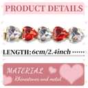 2Pcs Valentines Heart Hair Clips Rhinestone Heart Hair Barrettes Red White Hearts Hair Pins Cute Hair Accessories for Women Girls Valentines Day Party Supplies