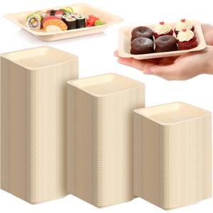 100 Pcs Disposable 6" Square Palm Bowls Palm Leaf Bowls Bamboo Disposable Plates Square Wood Plates for Birthday Party, Wedding Events, Appetizer, Dessert, Catering and Home Use
